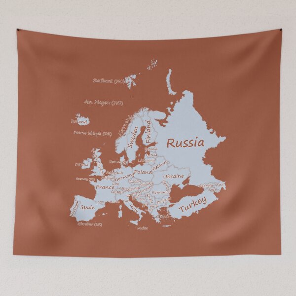 Item preview, Europe Map Graphic Printed Map Art Cinnamon Stick color background designed and sold by mashmosh.