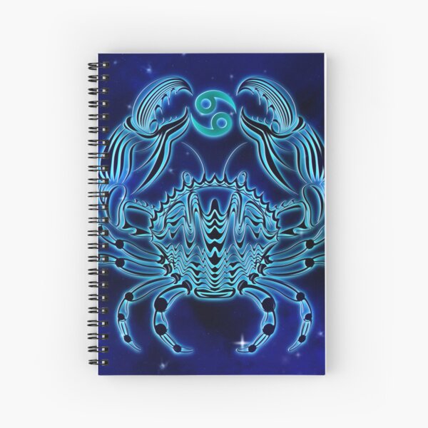 Dark Blue Cancer Zodiac Spiral Notebook