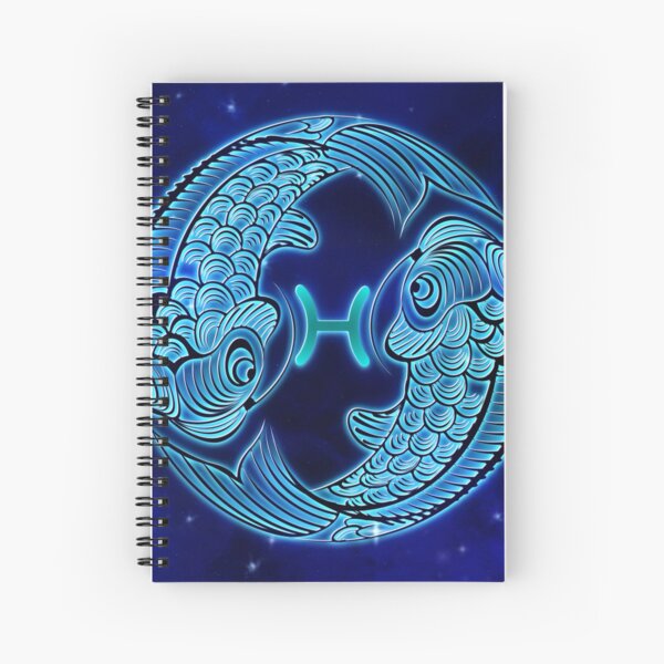 Blue Pisces Zodiac Sign Spiral Notebook