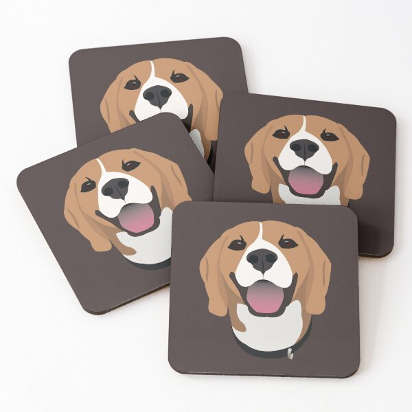 Happy Beagle Dog Coasters (Set of 4)