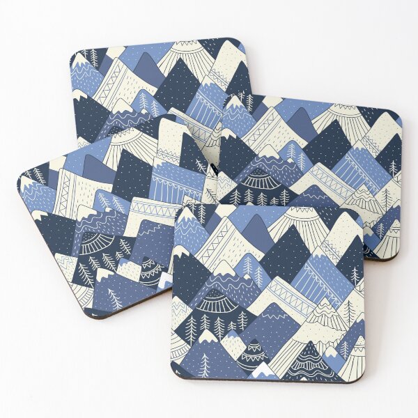 Item preview, Hand-drawn mountains in blue designed and sold by Alenka Karabanova.