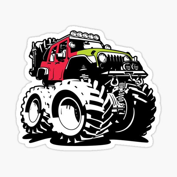 Black Cartoon Monster Truck Sticker