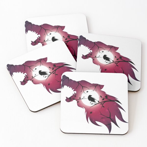 Item preview, wolf, bird, purple, red, white, fangs, moon, angry wolf, howling wolf designed and sold by Design2Z.