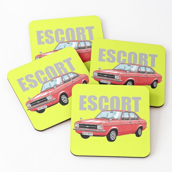 Item preview, Ford Escort Mk2 4-door illustration with text designed and sold by Retroblast.
