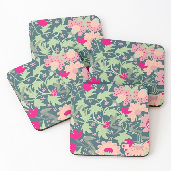 Item preview, William Morris Style Floral Repeat #1 Dark Teal Back designed and sold by MarbleCloud.