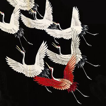 Artwork thumbnail, Scarf version of Wild cranes in Black by anni103
