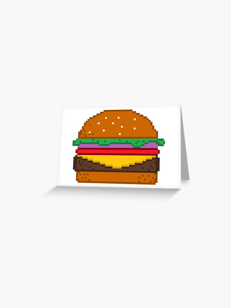 hamburger pixel art greeting card by xtrolix redbubble redbubble