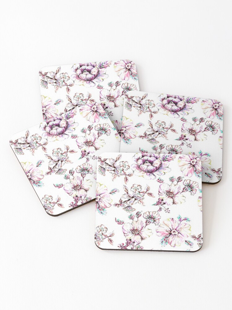 Thumbnail 1 of 5, Coasters (Set of 4), flower pattern design designed and sold by Rimscollection.
