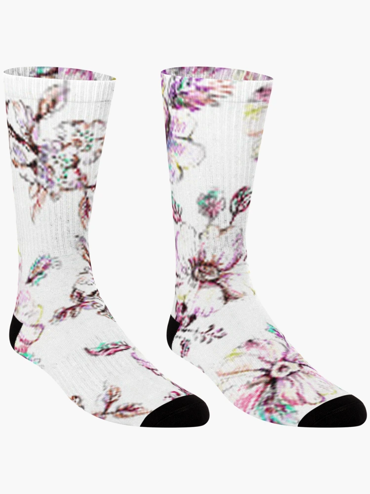 Thumbnail 3 of 5, Socks, flower pattern design designed and sold by Rimscollection.
