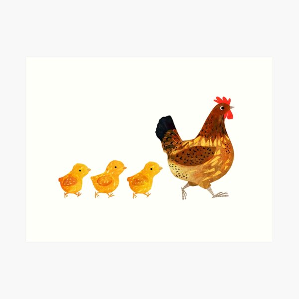 Chicken and chicks Art Print