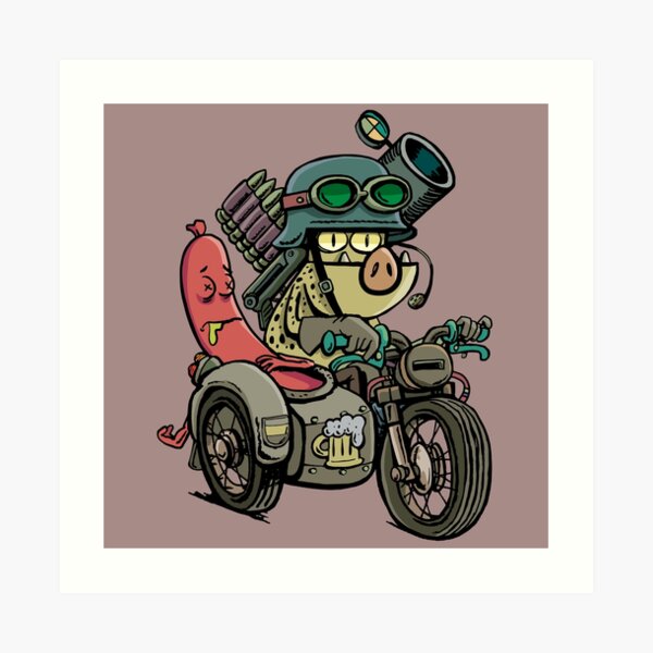 Motorcycle Tandem Art Print