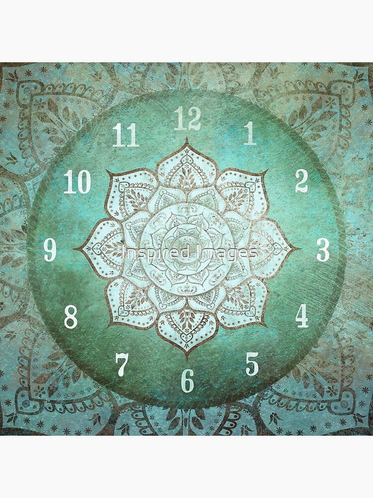 Indian Style Mandala Wall Clock / Vintage Bohemian Faded Green Zen Hippie Meditation Wall by ImageMonkey