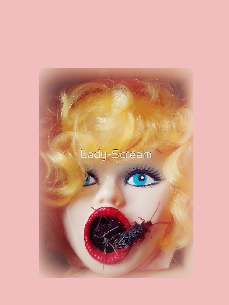 Feminist Kitsch Horror Creepy Blow Up Doll Head Print by Lady-Scream