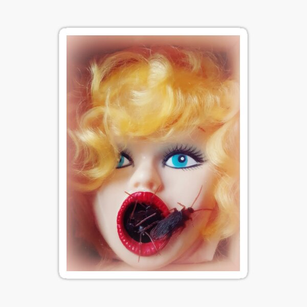 Item preview, Feminist Kitsch Horror Creepy Blow Up Doll Head Print designed and sold by Lady-Scream.