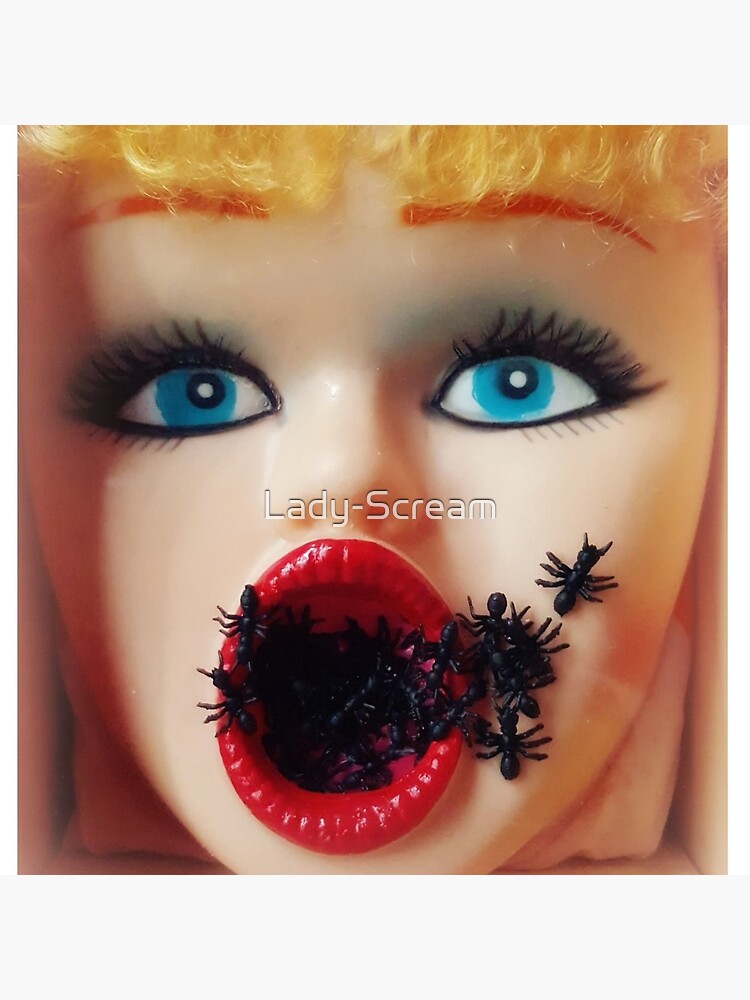 Feminist Kitsch Horror Creepy Blow Up Doll Head Print by Lady-Scream