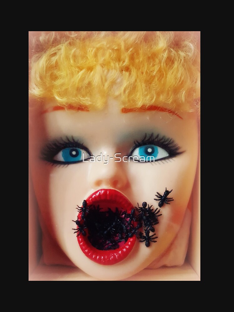 Feminist Kitsch Horror Creepy Blow Up Doll Head Print by Lady-Scream
