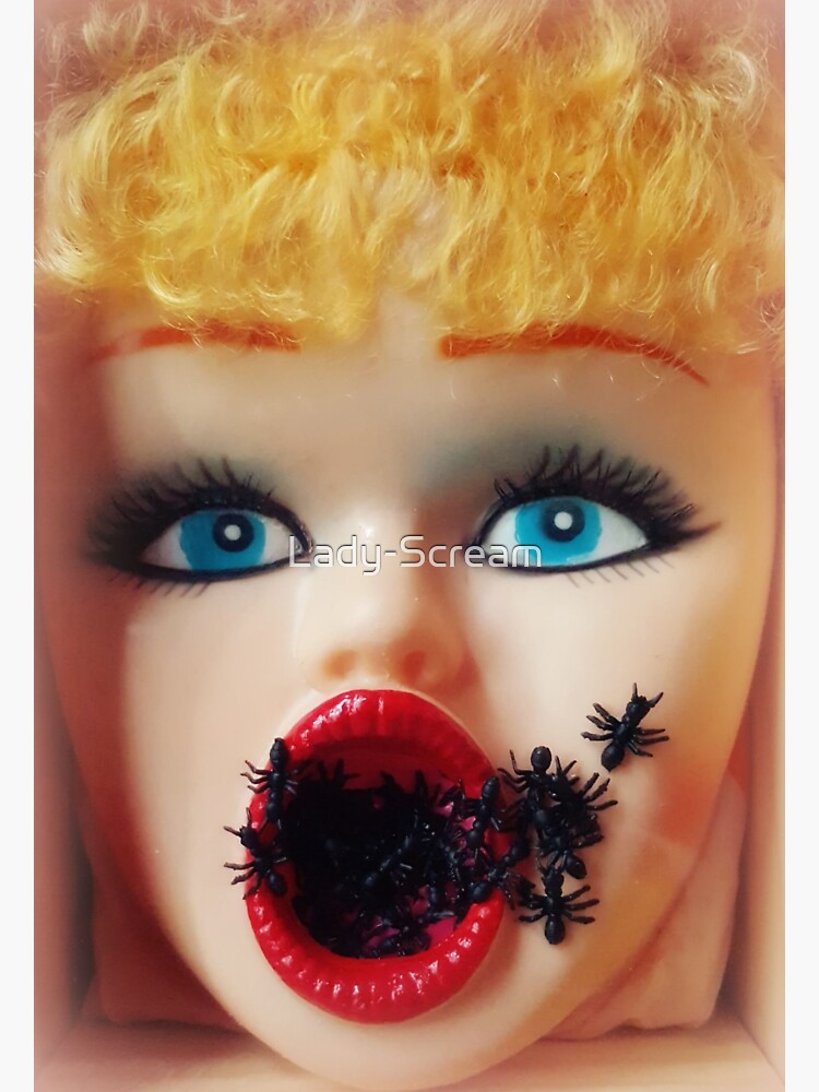 Feminist Kitsch Horror Creepy Blow Up Doll Head Print by Lady-Scream