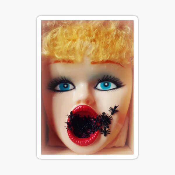 Item preview, Feminist Kitsch Horror Creepy Blow Up Doll Head Print designed and sold by Lady-Scream.