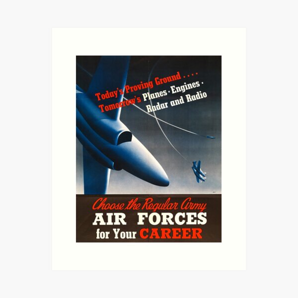 Vista previa del artículo con la obra «Cartel de reclutamiento de reclutamiento de la Fuerza Aérea del Ejército ~ Vintage Jet Fighter ~ 0515», diseñado y vendido por ContrastStudios.