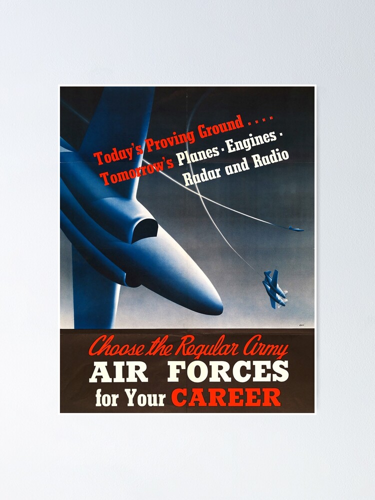 Army Air Force Recruiting Enlistment Poster ~ Vintage Jet Fighter