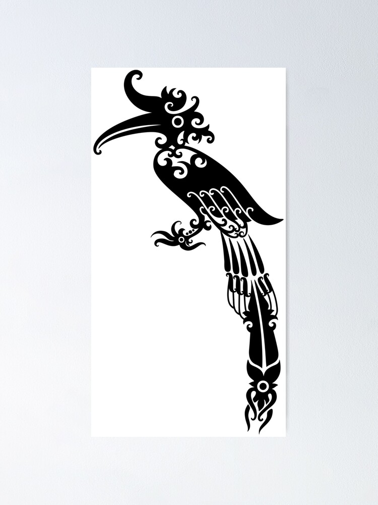  dayak  hornbill  motif Poster by ashran Redbubble