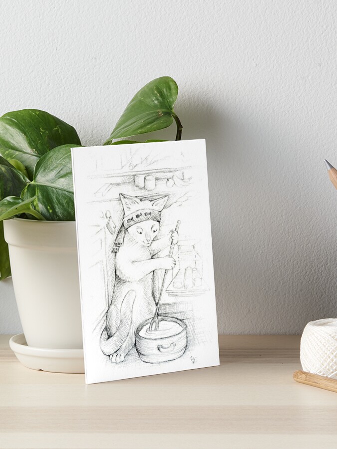 Impression Rigide Dessin De Cuisinier De Chat Par Hanklaart Redbubble