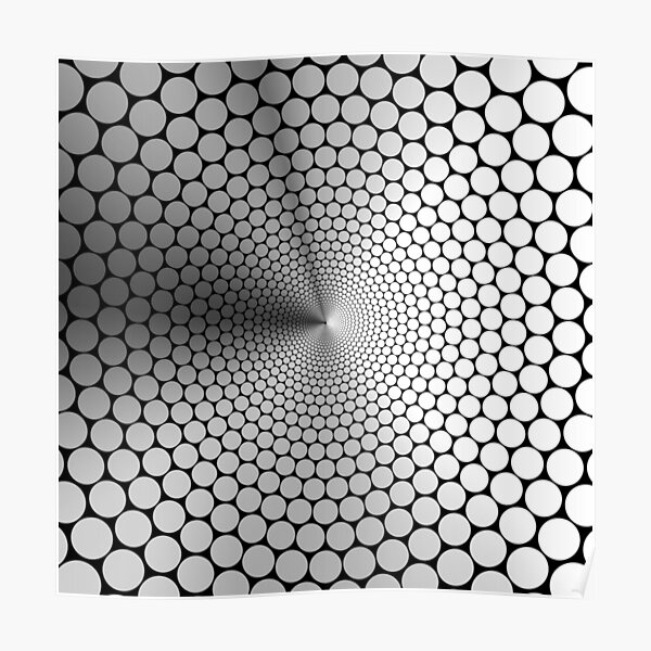 Optical Illusion Angle Gradient Silver on Black NOIR Poster