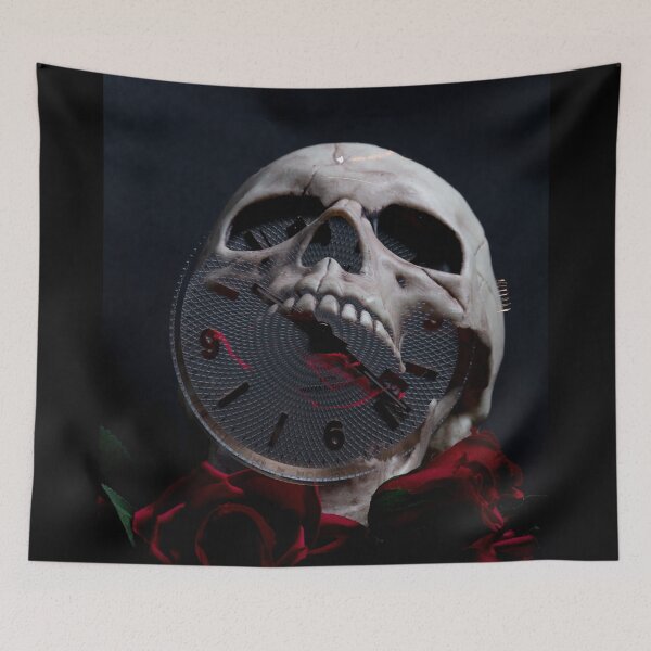 Item preview, gothic skull with roses and time double exposure designed and sold by Sam Mitchell.
