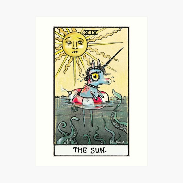 "The Sun" from the Stabby Unicorn Tarot Collection Art Print