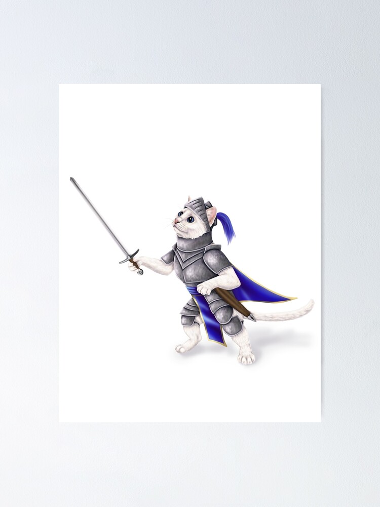 Poster Chat Chevalier Minou En Armure Par Mehu Redbubble