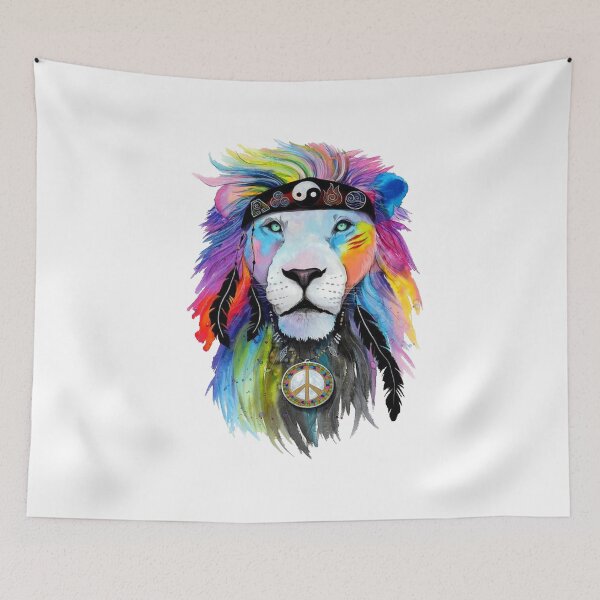 Item preview, Lion hippie rainbow designed and sold by NewDesignFR.