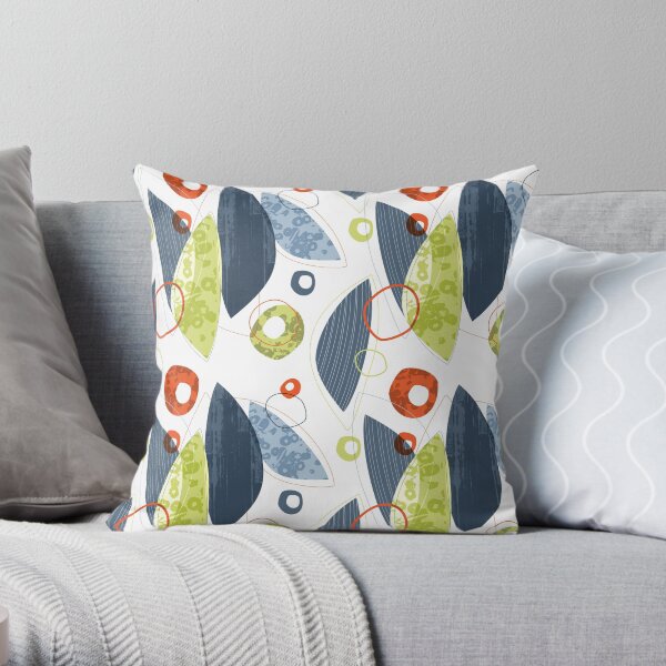 Leaves and Circles and Lines Throw Pillow