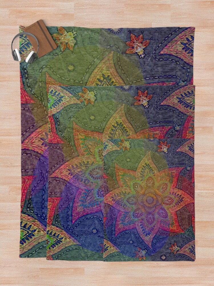 Alternate view of Psychedelic Mandala Rainbow Paisley Throw Blanket