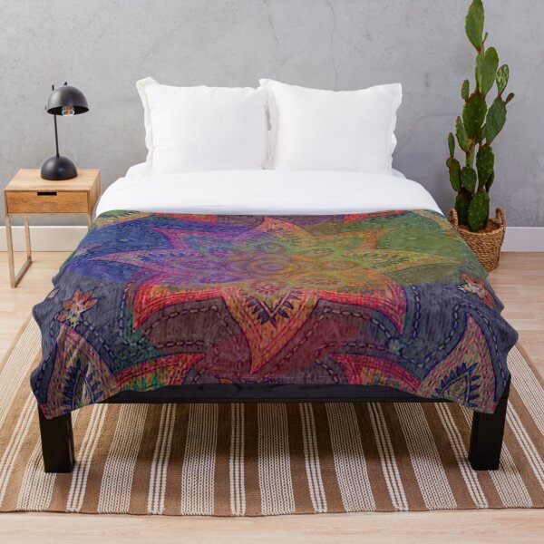 Psychedelic Mandala Rainbow Paisley Throw Blanket