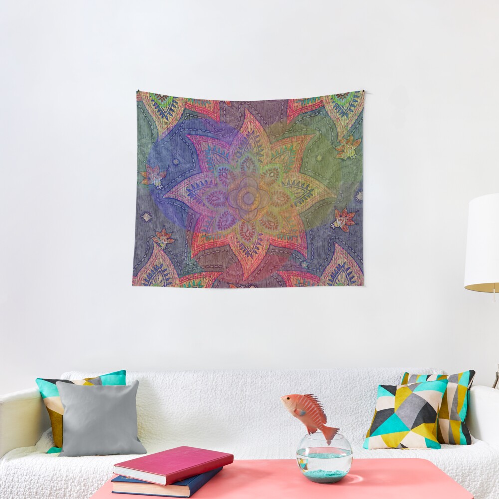 Psychedelic Mandala Rainbow Paisley Tapestry