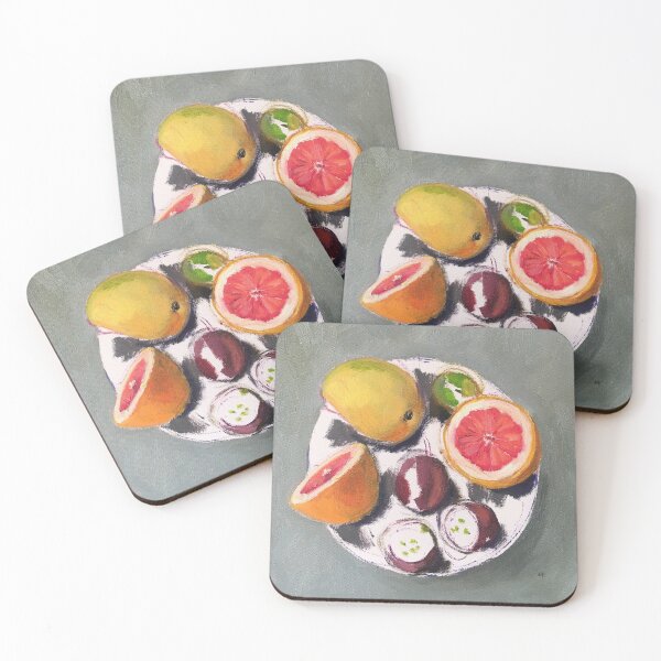 Item preview, Tropical Fruit Mango Red Grapefruit Passion on a Plate designed and sold by MilkAnna.