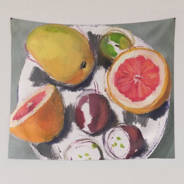 Item preview, Tropical Fruit Mango Red Grapefruit Passion on a Plate designed and sold by MilkAnna.
