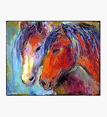 Two Mustang Horses Impressionistic Painting Photographic Print