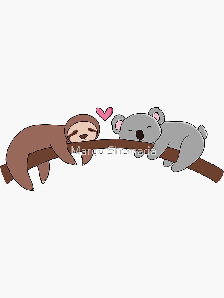 "Sloth And Koala Love" Sticker For Sale By Mshem | Redbubble