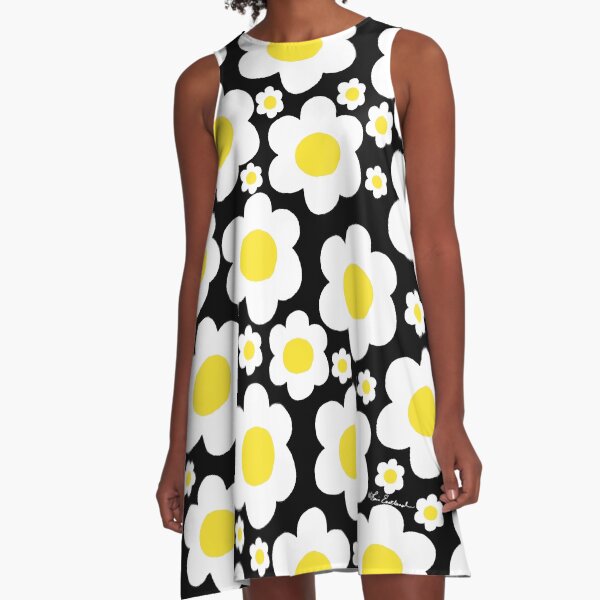 Retro 60's Daisy Pop Flowers A-Line Dress