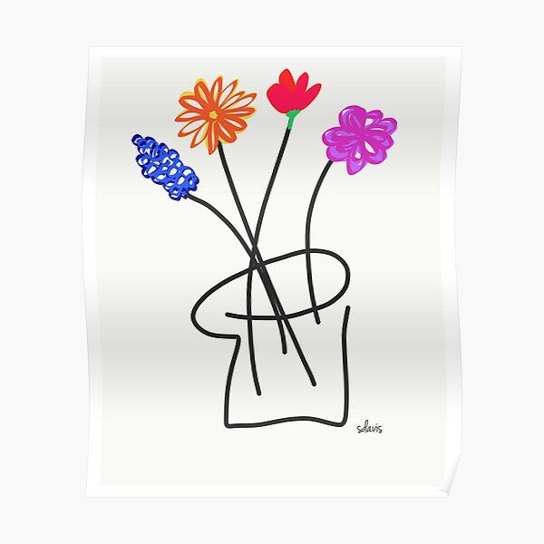 Floral Flowers Pots TREBLE CANVAS WALL ART Picture Print VA 