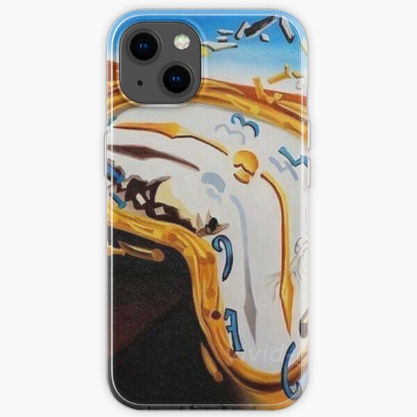 Fragment, Surrealistic Painting, Salvador Dali: The Persistence of Memory. #SurrealisticPainting #ThePersistenceofMemory #MeltingClocks #TheSoftWatches #TheMeltingWatches #SoftWatches #MeltingWatches iPhone Soft Case