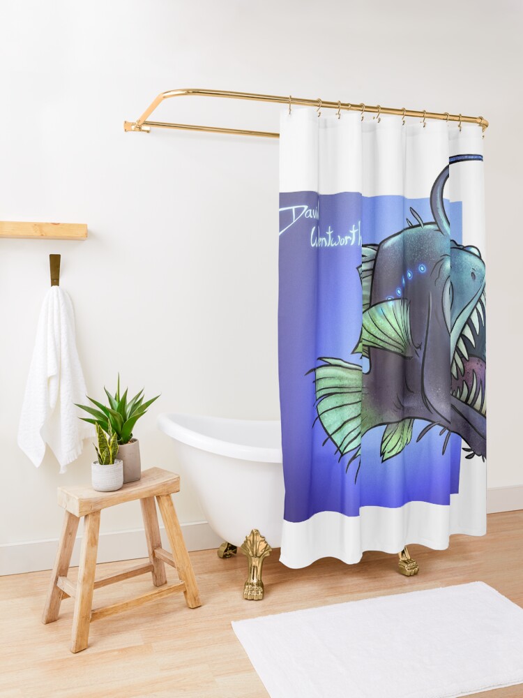 Alternate view of Predatory fish series: Angler Fish Shower Curtain