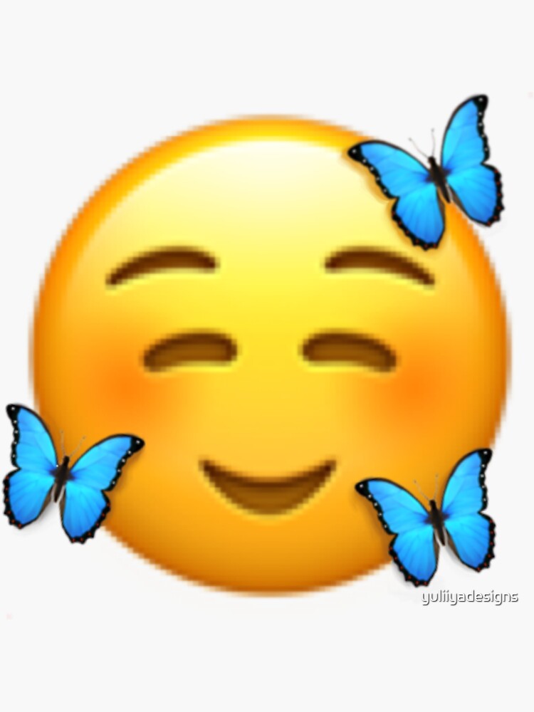 "Butterfly blush emoji! ?" Sticker for Sale by yuliiyadesigns Redbubble