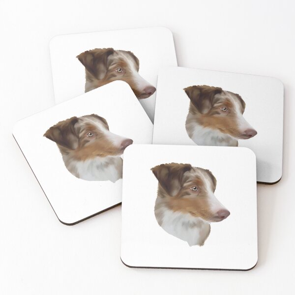 Item preview, Cute Red Merle Australian Shepard With Green Eyes Digital Drawing designed and sold by MillerDesigns.