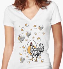 Retro Roseanne Chickens Women's Fitted V-Neck T-Shirt