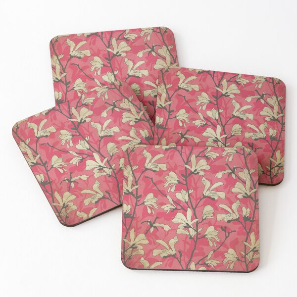 Item preview, Kitschy Vintage Magnolia Pattern in Pink and White designed and sold by Lori-Goree.