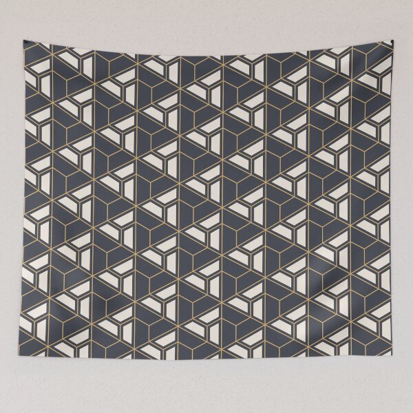 Item preview, Abstract pattern based on Japanese ornament Kumiko. Geometric tiles with triangles. designed and sold by IndigoCat.