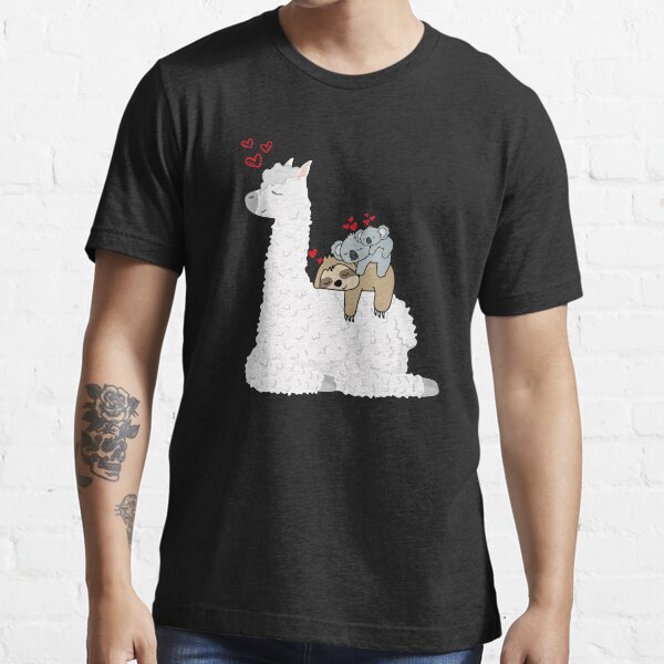 Lazy sleeping Sloth with Koala Mama And baby Koala Riding Llama Alpaca - best friends Essential T-Shirt