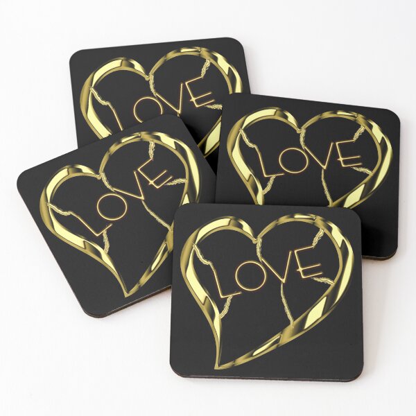 Item preview, Golden heart with text "LOVE" designed and sold by Robert Elfferich.